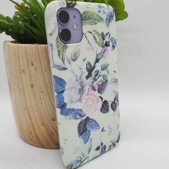Floral iPhone 11 Case iPhone 12 Pro Max Case Floral laser Holographic - Picture 5 of 8